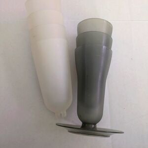 Vintage Tupperware dessert cups. 3 gray, 4 white, only one gray base included.